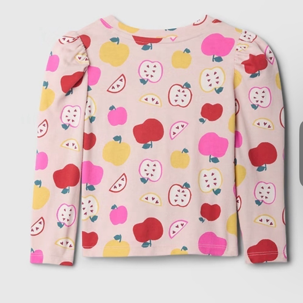GAP Kids Long Sleeve Tee with Apple Print - Pink, Red, and Yellow